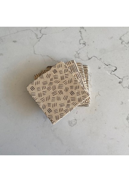 Taş Bardak Altlığı Stone Coasters - 4 Lü Set Minimalist Çizgiler