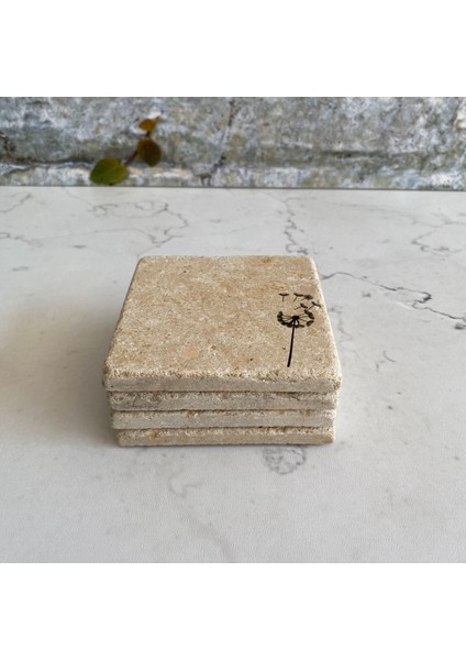 Taş Bardak Altlığı Stone Coasters 4 Lü Set - Hindiba