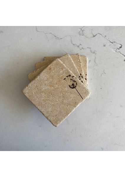 Taş Bardak Altlığı Stone Coasters 4 Lü Set - Hindiba
