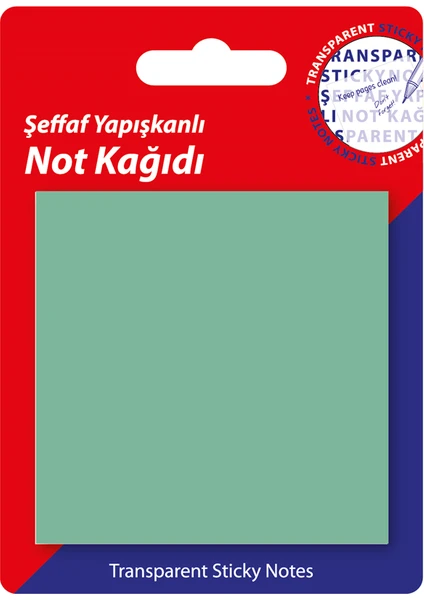 Hobi Market Art Şeffaf Post-It Yapışkanlı Not Kağıdı Yeşil 76X76 Mm. 50 Yaprak