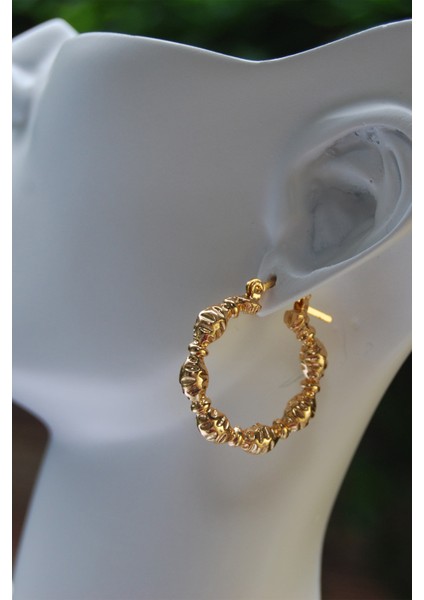 Altın Renk Boğumlu Halka Klipsli Küpe 4mm 2.5×2.5