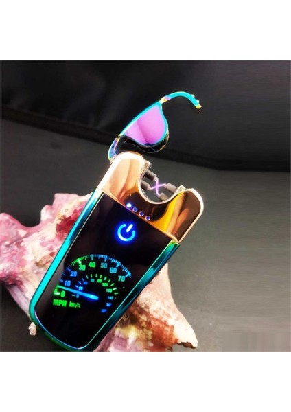 USB Şarjlı LED Hız Göstergeli Elektronik Çakmak Gümüş