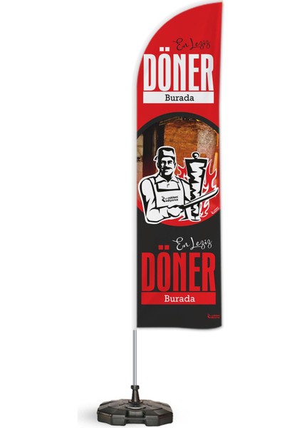 Döner Kırmızı Temalı 2 Yelken Bayrak 1 100X50 cm Branda fiyatları