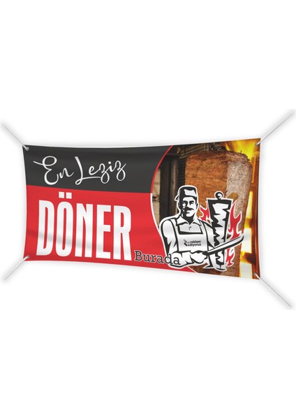 Döner Kırmızı Temalı 2 Yelken Bayrak 1 100X50 cm Branda modelleri
