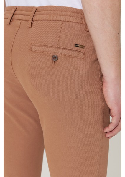 ALTINYILDIZ CLASSICS Erkek Vizon Slim Fit Dar Kesim Diyagonal Desenli Beli Bağlamalı Esnek Pantolon indirimleri