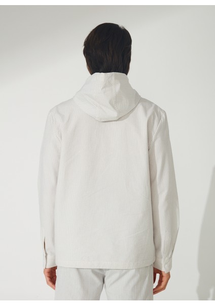 Basic Kapüşon Yaka Çizgili Ekru Erkek Gömlek DINOS 2 fırsatları