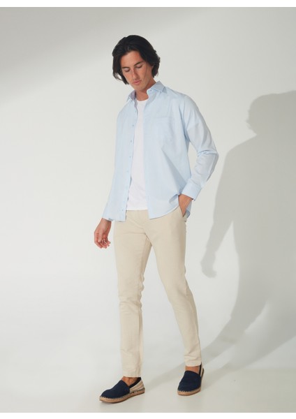 Klasik Yaka Armürlü Mavi - Buz Erkek Gömlek GM2025000265 modelleri