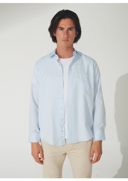 Klasik Yaka Armürlü Mavi - Buz Erkek Gömlek GM2025000265 fırsatları