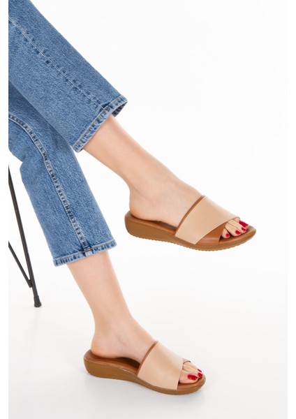 ARTI ARTI AYAKKABI ARTI-ARTI020-5000-8 Içi Hakiki Deri Ortopedik Bej-Taba Terlik fiyatları