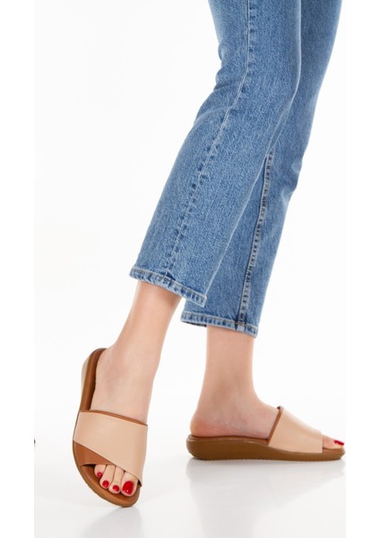 ARTI ARTI AYAKKABI ARTI-ARTI020-5000-8 Içi Hakiki Deri Ortopedik Bej-Taba Terlik fırsatları