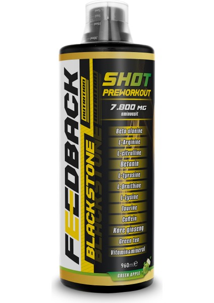 Feedback Nurition Black Stone Pre-Workout 960 Ml 32 Servis Yeşil Elma