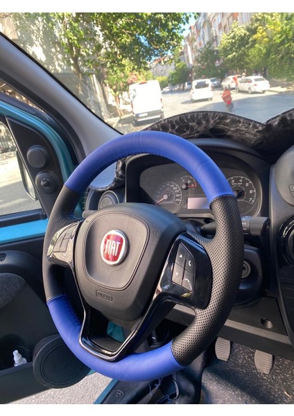 Fiat Doblo -Fiorino 2015 sonrası uyumlu mavi siyah direksiyon kılıfı modelleri
