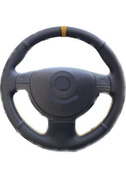 Opel Corsa C - Opel Combo uyumlu sarı çizgili sarı dikiş direksiyon kılıfı