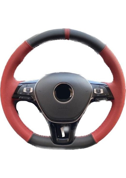 Volkswagen Golf-Jetta-Caddy-Passat-Tiguan-toureg- 2015-20 Kırmızı siyah kırmızı dikişli direksiyon kılıfı fırsatları