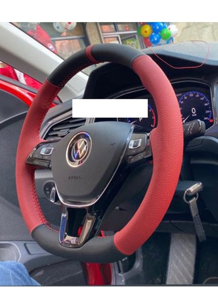 Volkswagen Golf-Jetta-Caddy-Passat-Tiguan-toureg- 2015-20 Kırmızı siyah kırmızı dikişli direksiyon kılıfı indirimleri