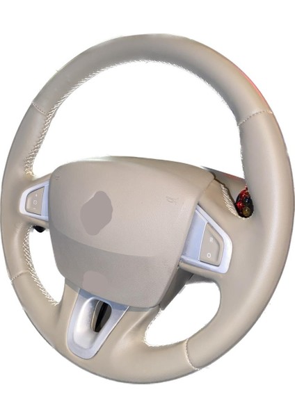 Megane 3-Scenic -FLuence uyumlu Bej krem direksiyon kılıfı bej dikiş