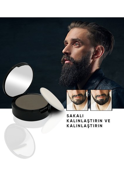 Siyah/Black Suda Çıkmayan Saç Sakal Dolgunlaştırıcı Topik Pudra 14 gr