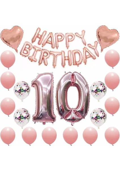 Lüks 10 Yaş Happy Bırthday Balon Set