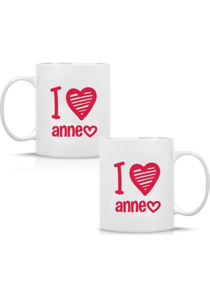 Anneler Günü "I Love Anne" Baskılı Kupa Bardak Hk2629