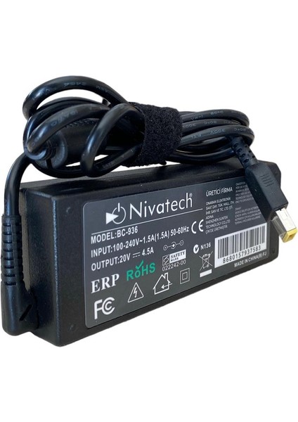 Lenovo Z510 59400180 Laptop Leptop Lenova Şarj Aleti 20 Volt 4.5 Amper 20V 4.5A USB Kare