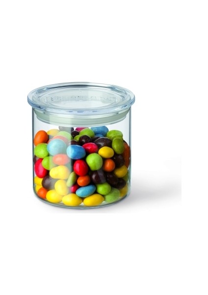 Simax Plastik Kapaklı Cam Saklama Kabı Klasik Ev 0,5lt Çap 96mm Yükseklik 95mm