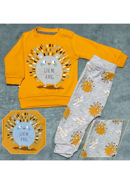 Yeni Sezon 2 Parça Kirpi Baskılı Unisex Bebek Takımı fiyatları