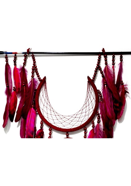 Ok ve Ay Modelli Vişne Rengi Dream Catcher Duvar Süsü modelleri