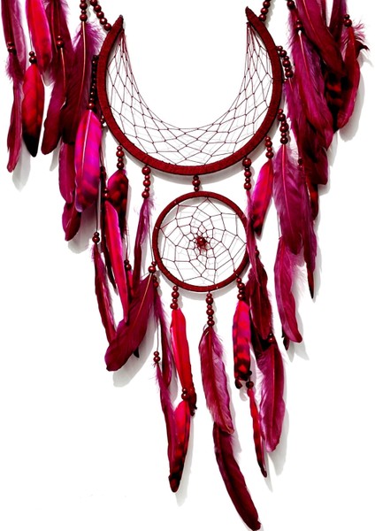 Ok ve Ay Modelli Vişne Rengi Dream Catcher Duvar Süsü fırsatları