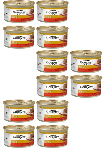 12 Adet Gourmet Gold Savoury Cake Sığır Etli & Domatesli Yaş Kedi Maması 85 gr