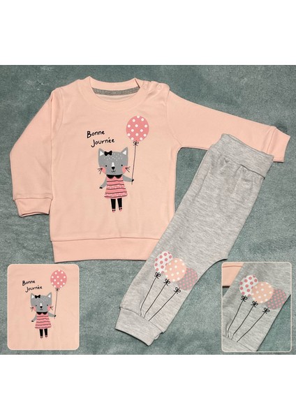 Kız Bebek Balonlu Kedili 2 Parça Takım modelleri