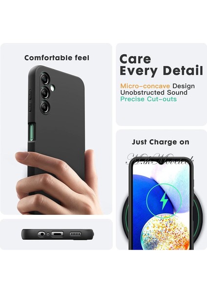 Samsung Galaxy A14 Uyumlu Kılıf Soft Yumuşak Silikon + 9h Ekran Koruyucu Set Kamera Korumalı Kapak