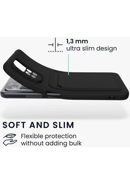 Xiaomi Poco X5 Pro Uyumlu Kılıf Kamera Korumalı Kartvizitli Cüzdan Silikon Kartlıklı Yumuşak Kapak