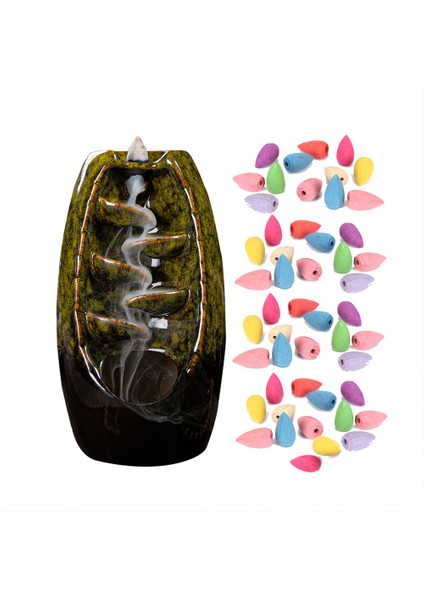 Mistik Yol Tasarımlı Geri Akışlı Tütsülük 18*8*8*cm - 3 Adet Tütsü Hediyeli modelleri