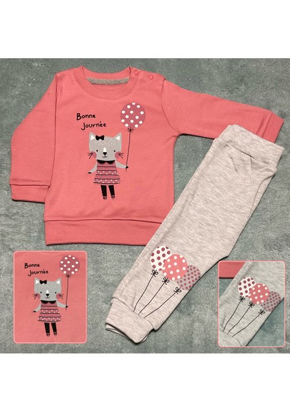 Kız Bebek Balonlu Kedili 2 Parça Takım modelleri