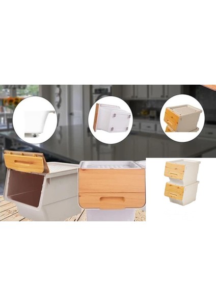 Motek Bambu Tekerlekli Organizer Çok Amaçlı Saklama Kutusu 2X12 Lt