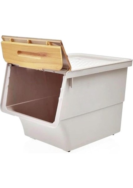 Motek Bambu Tekerlekli Organizer Çok Amaçlı Saklama Kutusu 1X12 Lt
