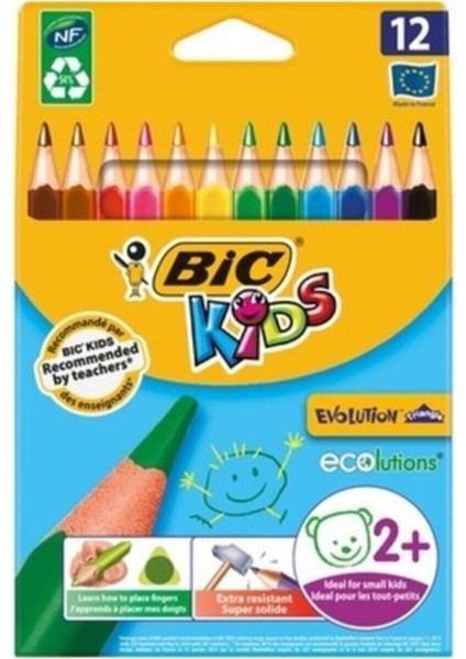 Unisex Çocuk Kids Evolution Üçgen Jumbo Kuru Boya Kalemi 12'li Kutu