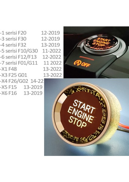 Bmw F20 Kristal Start Stop Buton - Bmw F20 Aksesuar Gri