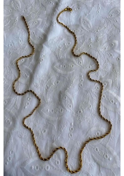 Çelik Burgu Halat Uzun Zincir Kolye (80 Cm) 9