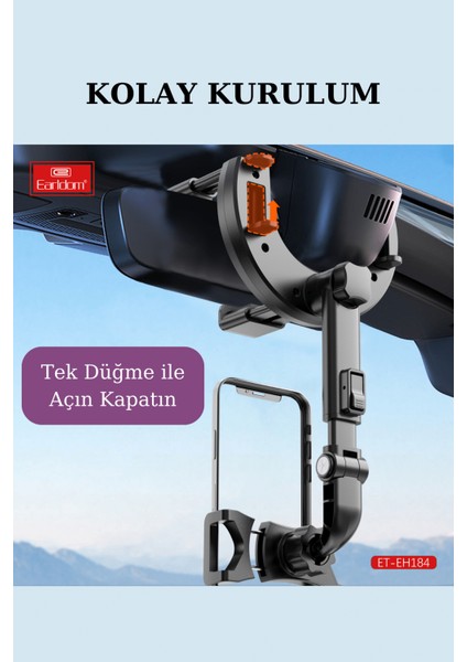 Dikiz Aynası Uyumlu Teleskopik Ayarlı Telefon Tutucu indirimleri