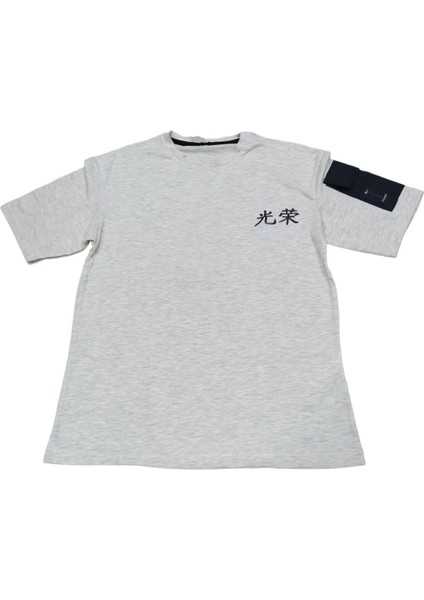 Erkek Çocuk /kız Çocuk Önü Yazı Sırtı Yılan Desenli Kolu Cepli Oversize Tişört Ekru