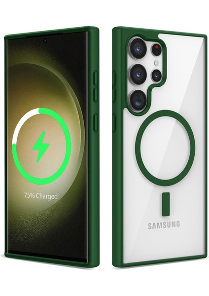 Samsung Galaxy S23 Ultra Kılıf Sararmaz Magsafe Şeffaf Kapak Ege