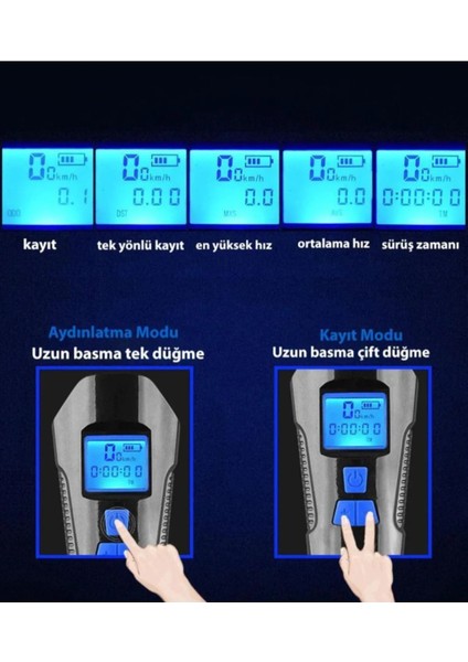 Duhalıne Bisiklet LCD Hız Gösterge Km Ekranı Su Geçirmez Şarjlı LED Işık 4 Mod Işık Korna 6 Mod Ses 3 In 1