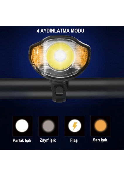 Duhalıne Bisiklet LCD Hız Gösterge Km Ekranı Su Geçirmez Şarjlı LED Işık 4 Mod Işık Korna 6 Mod Ses 3 In 1