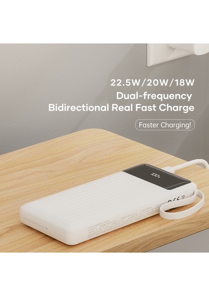 P80 Pro Pd 22.5W 20000 Mah. Dijital Ekran Göstergeli Dahili Kablolu Power Bank Beyaz modelleri