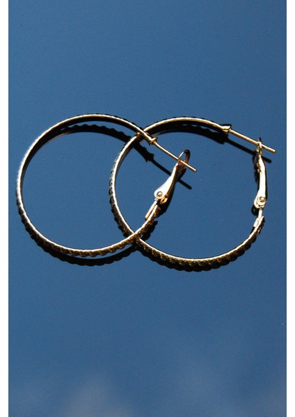 Altın Renk Tırtıklı Halka Klipsli Küpe 2mm 3.5×3.5