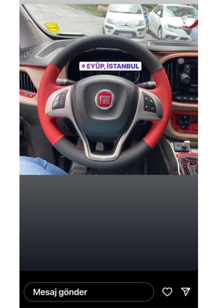 Fiat Doblo -Fiorino 2015 sonrası uyumlu kırmızı siyah direksiyon kılıfı