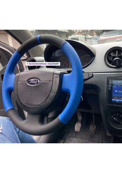 Ford Fiesta -Connect uyumlu mavi siyah direksiyon kılıfı