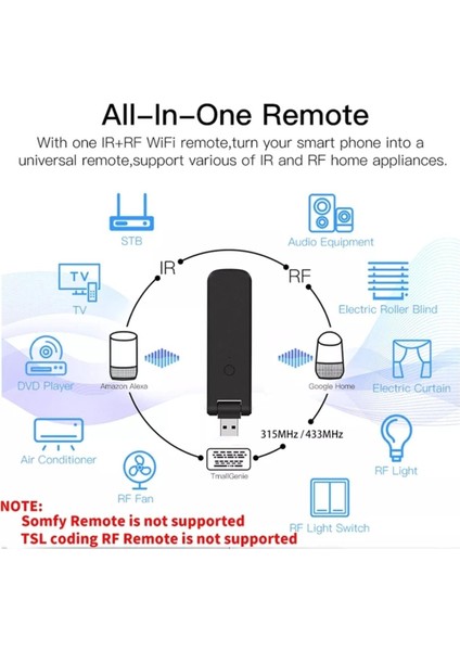 Tuya Wifi Ir Rf 433MHZ 315MHZ Uzaktan Kumanda Klima Tv Akıllı Ev Uzaktan Kumanda