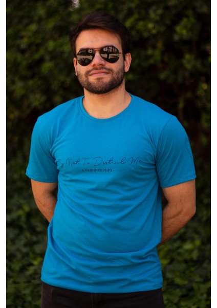 Erkek Turkuaz El Yazısı Imza Baskı Kısa Kollu Bisiklet Yaka Erkek T-Shirt 22ETSHEYAZ modelleri